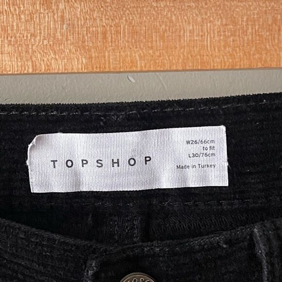 TOPSHOP black corduroy high rise button fly jeans 26 - Picture 4 of 9